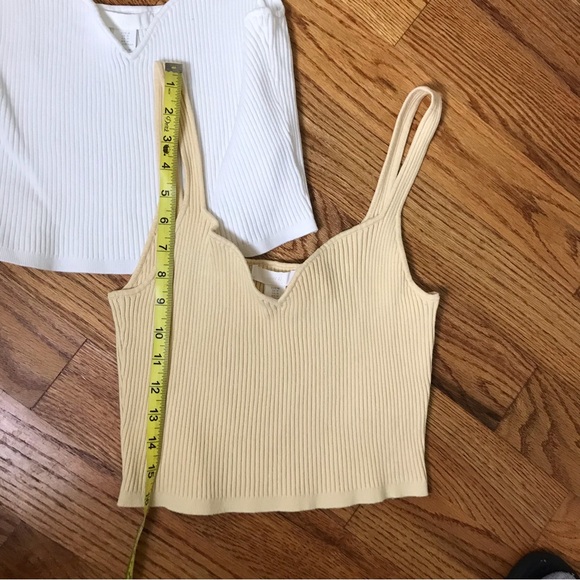 Forever 21 Cropped Knit Tanks Yellow and Cream Ribbed - Picture 7 of 8